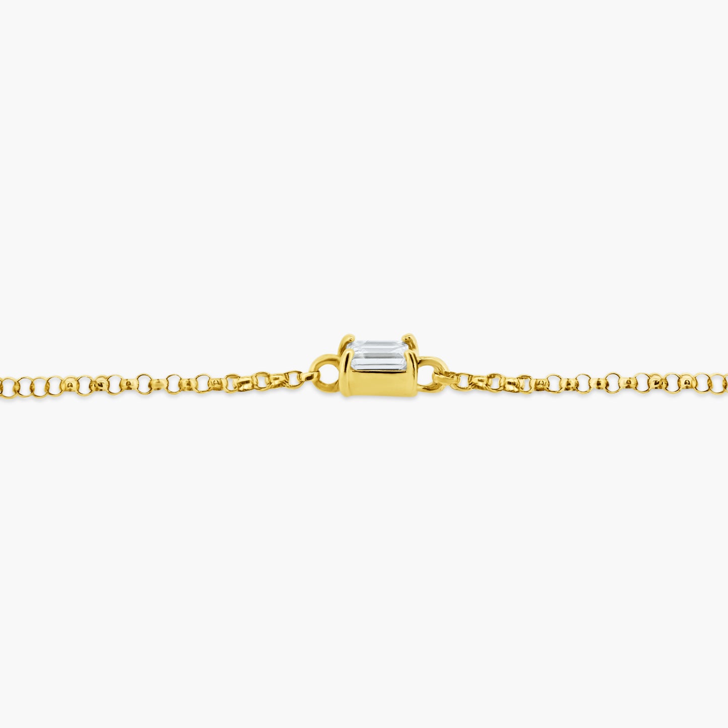 14K Yellow Gold Dainty Emerald Cut Diamond Bracelet-B60601206