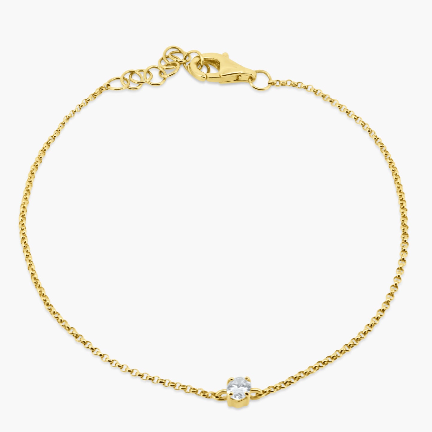 14K Yellow Gold Dainty Oval Diamond Bracelet-B60601302