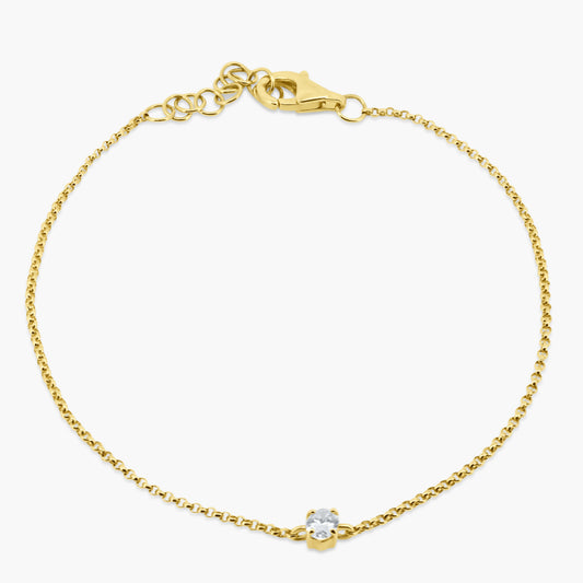 14K Yellow Gold Dainty Oval Diamond Bracelet-B60601302