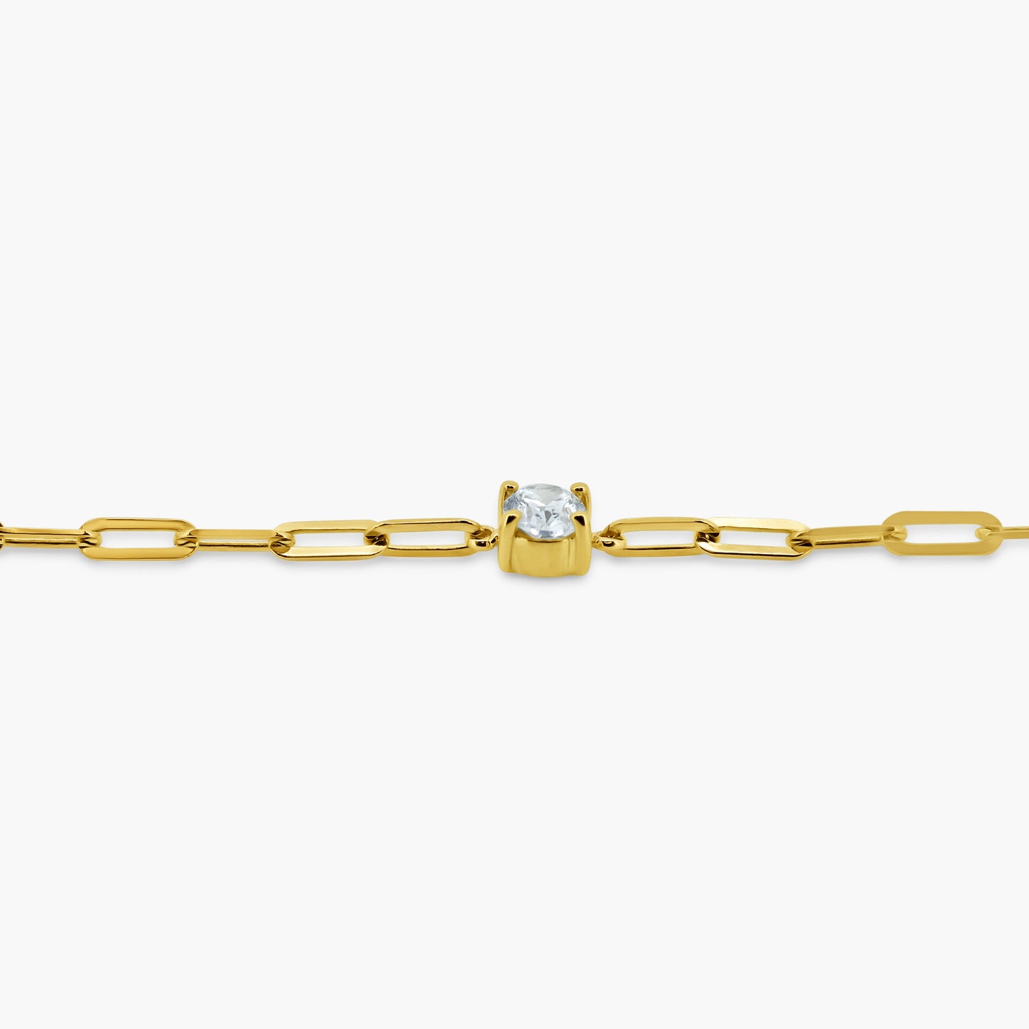 14K Yellow Gold Round Diamond Paper Clip Bracelet - B60601308-1