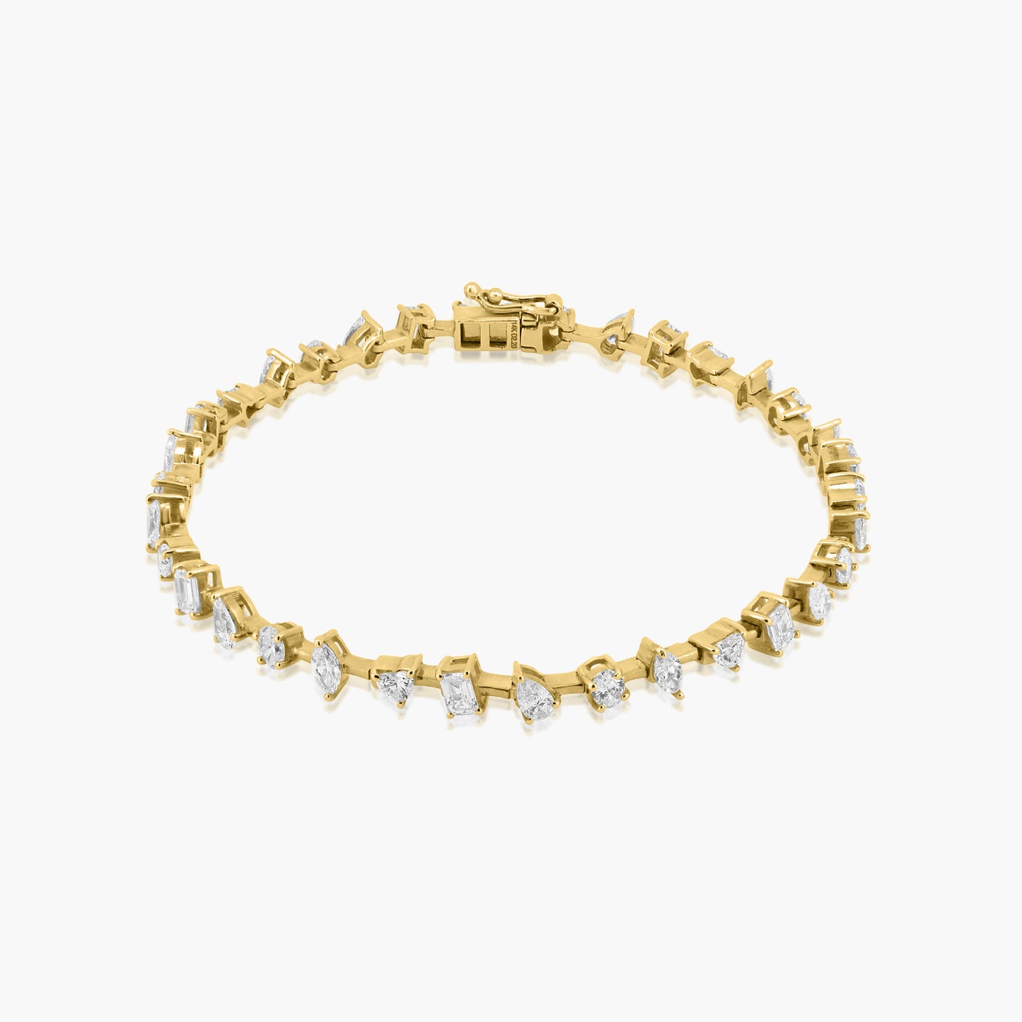 14K Yellow Gold Mixed Cut Diamond Tennis Bracelet-B606098