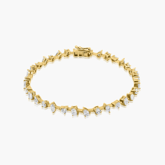 14K Yellow Gold Mixed Cut Diamond Tennis Bracelet-B606098