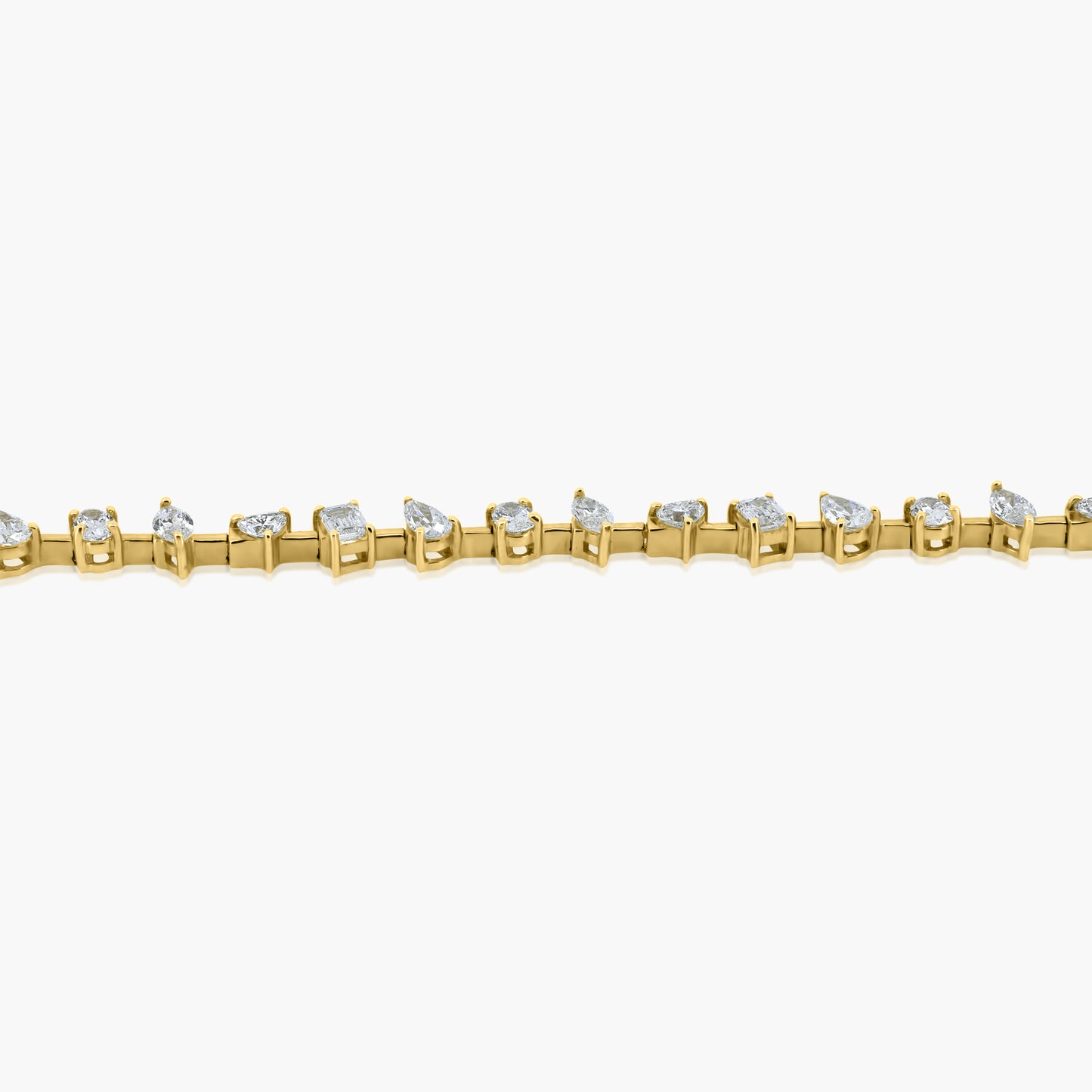 14K Yellow Gold Mixed Cut Diamond Tennis Bracelet-B606098