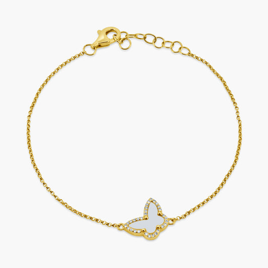 14K Yellow Gold Dainty Butterfly Bracelet - B606132-1