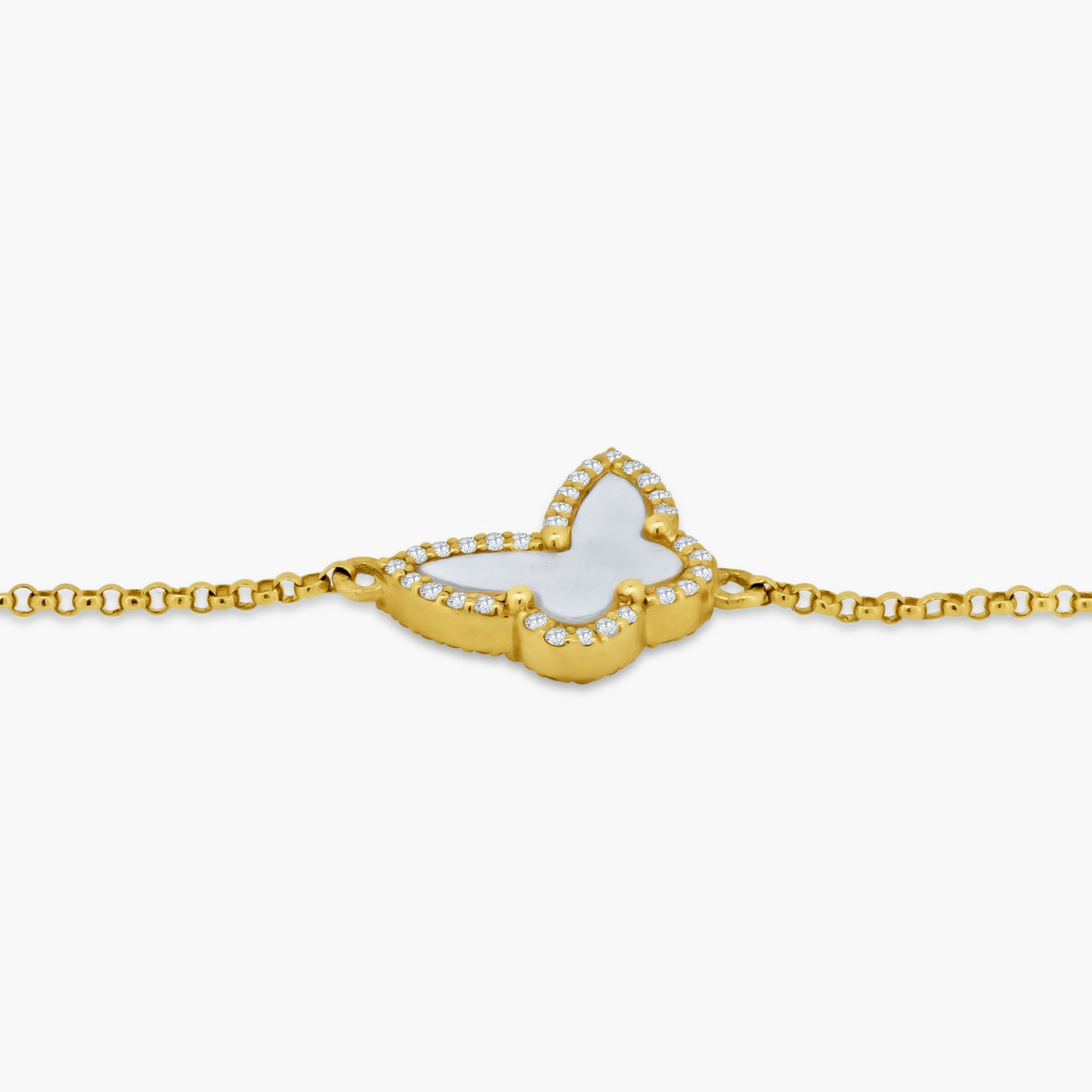 14K Yellow Gold Dainty Butterfly Bracelet - B606132-1