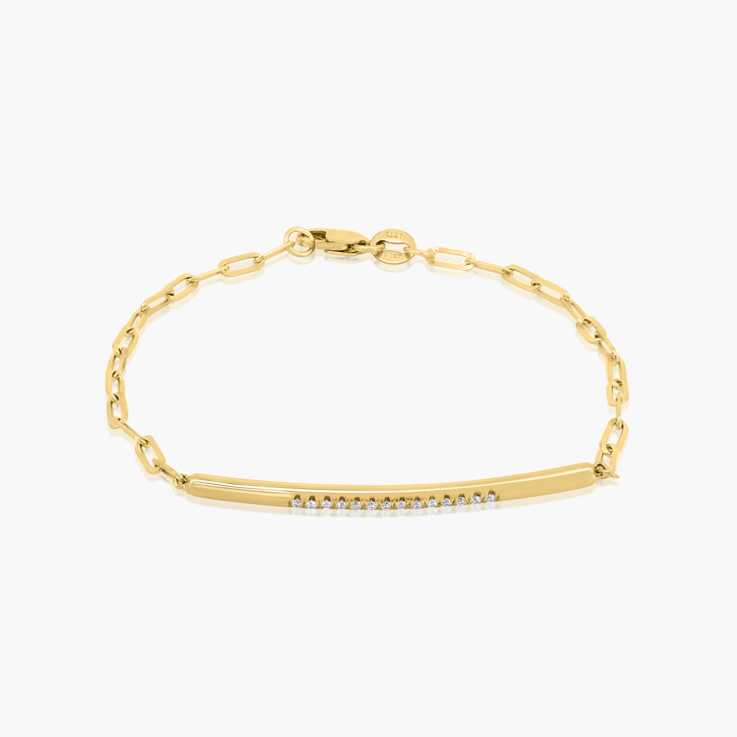 14K Yellow Gold Diamond Bar Paper Clip Bracelet - B60616601-1