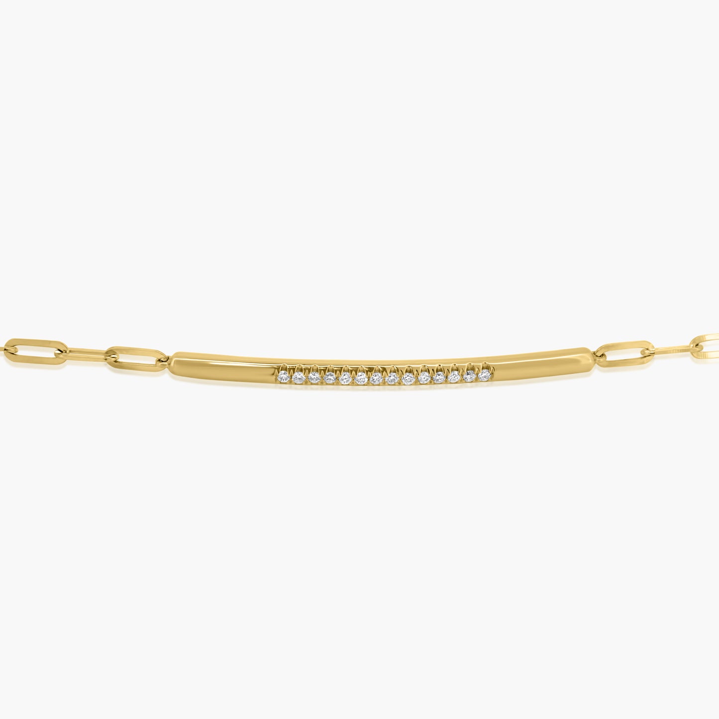 14K Yellow Gold Diamond Bar Paper Clip Bracelet - B60616601-1