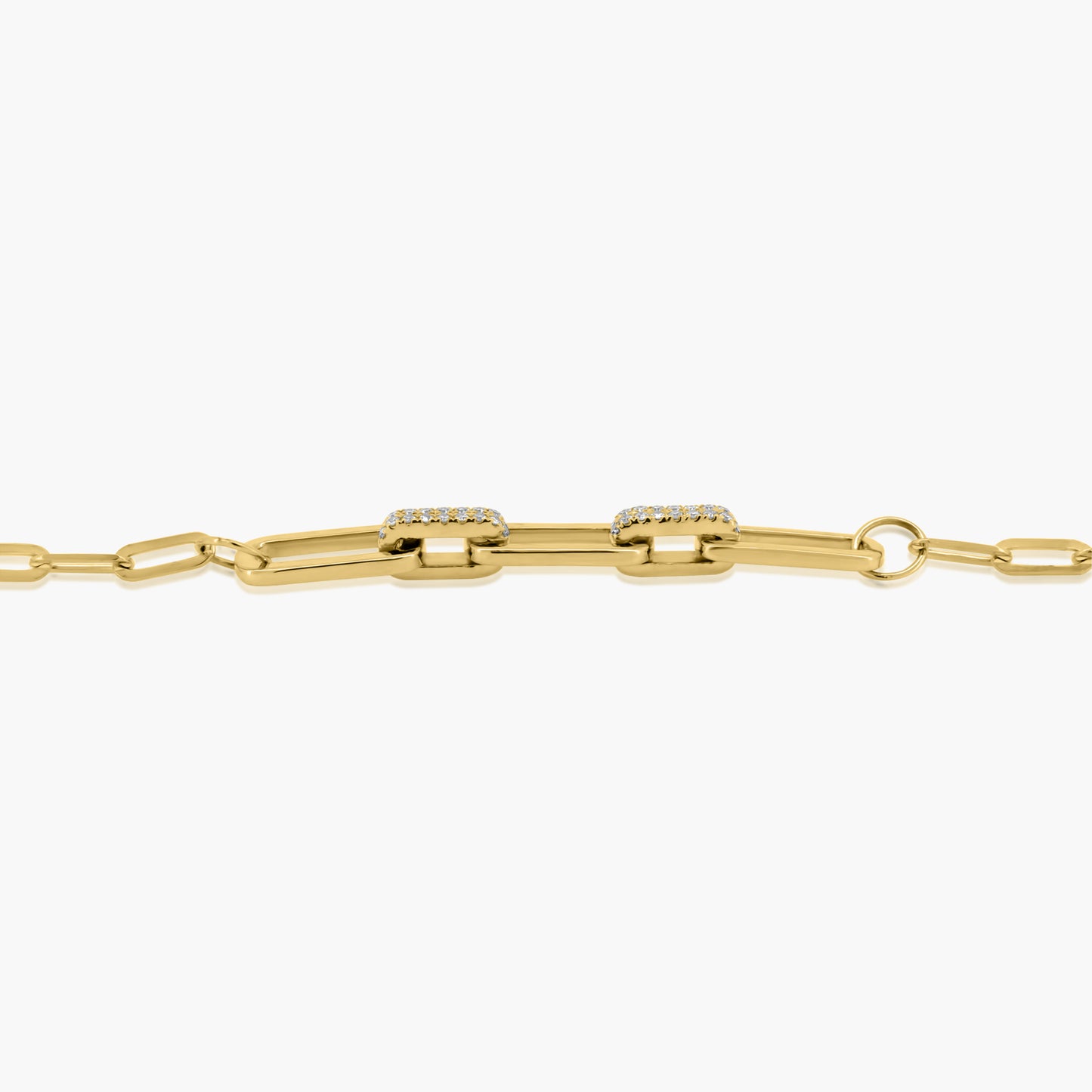 14K Yellow Gold Pave Diamond Paper Clip Bracelet - B606191M01