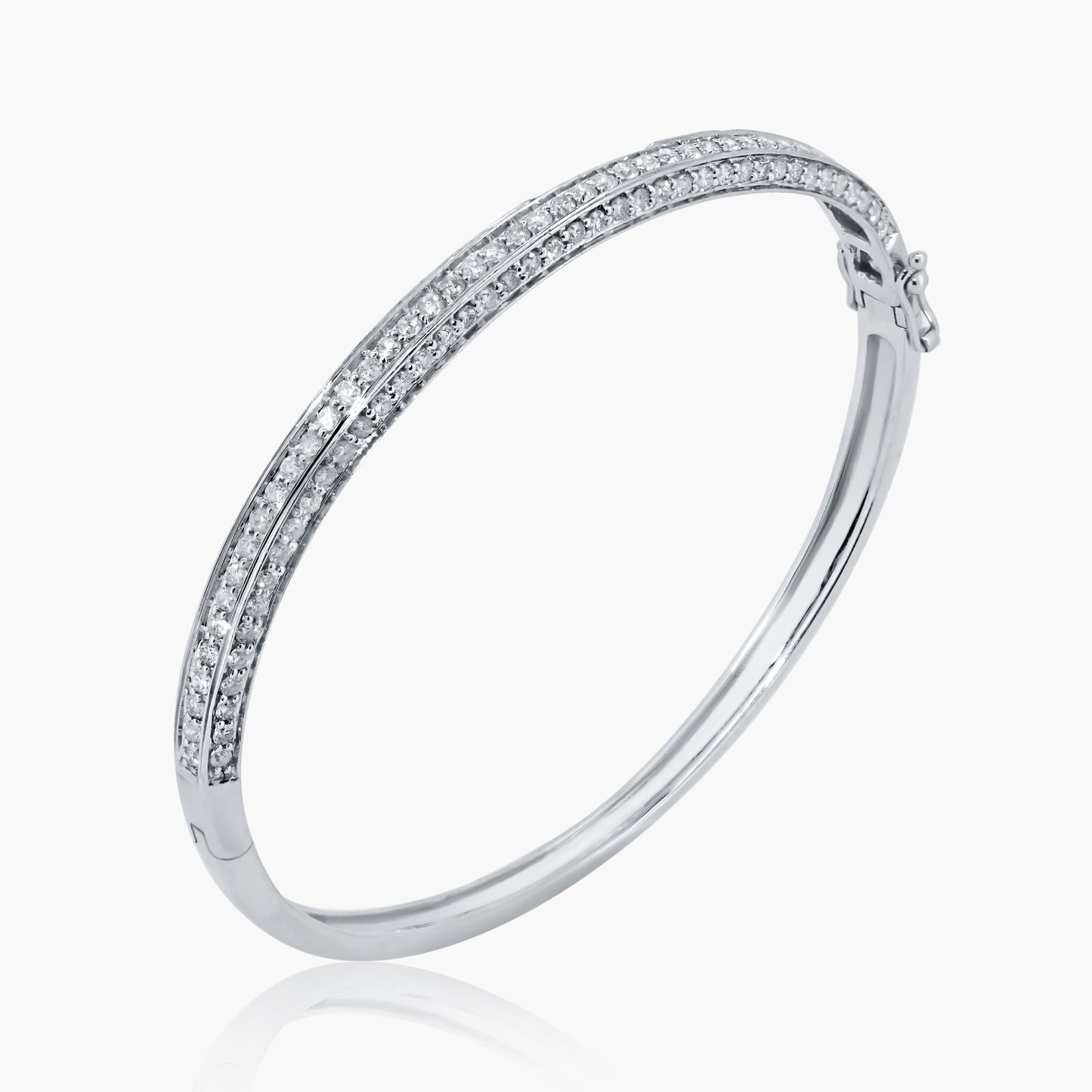 14K White Gold Pave Diamond Statement Bangle-BG-1028201