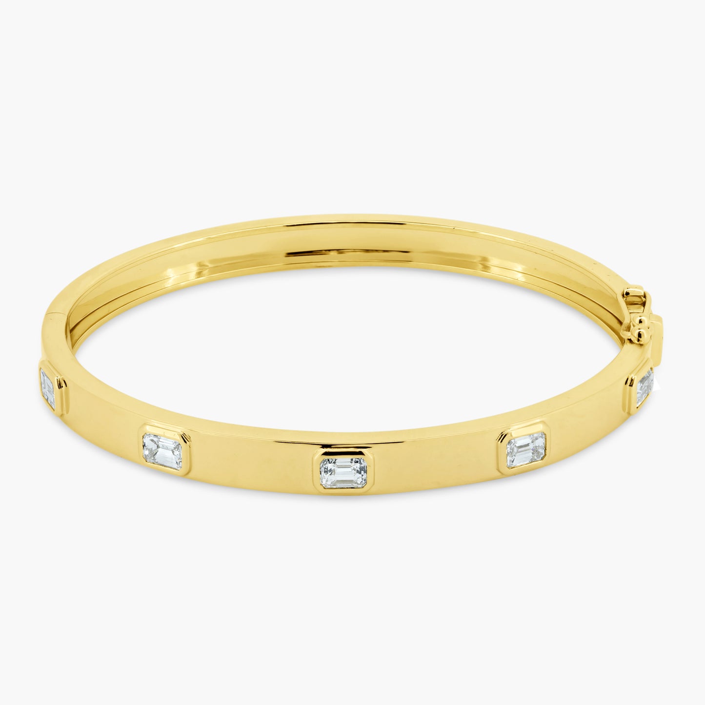 14K Yellow Gold Emerald Cut Diamond Bangle-BG05970