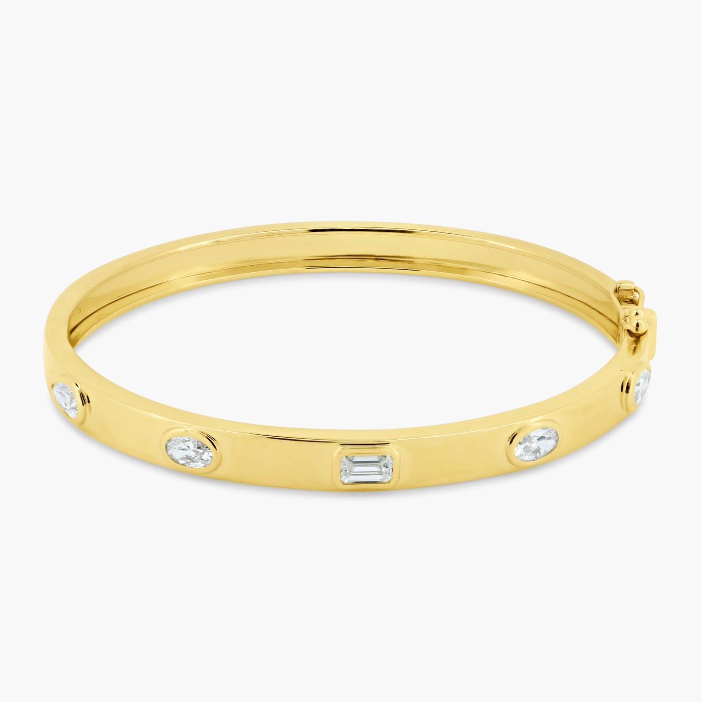 14K Yellow Gold Mixed Cut Diamond Bangle-BG05970B