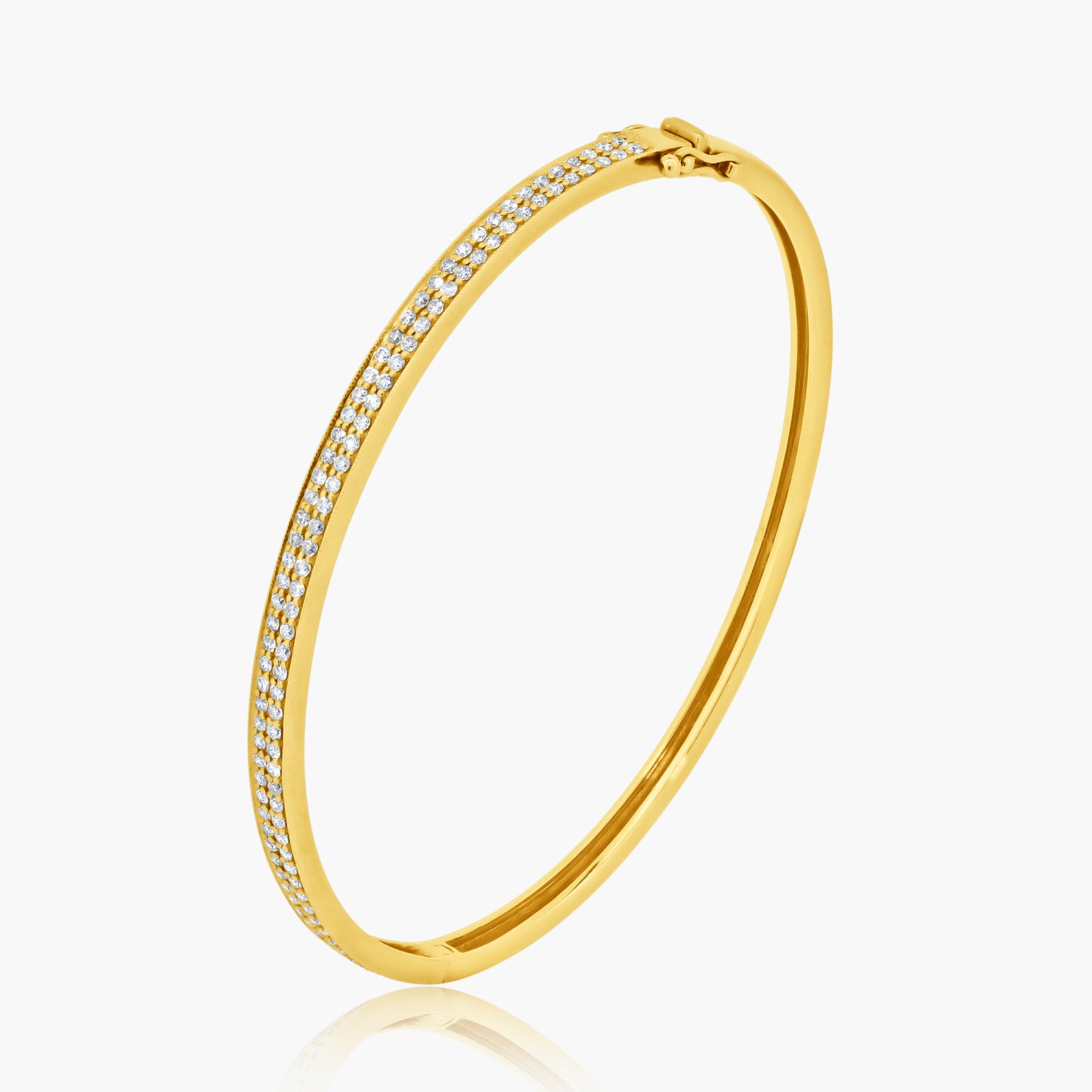 14K Yellow Gold Pave Diamond Bangle-BG10273LFB