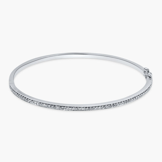 18K White Gold Round Diamond Fashion Bangle - BG10273P05