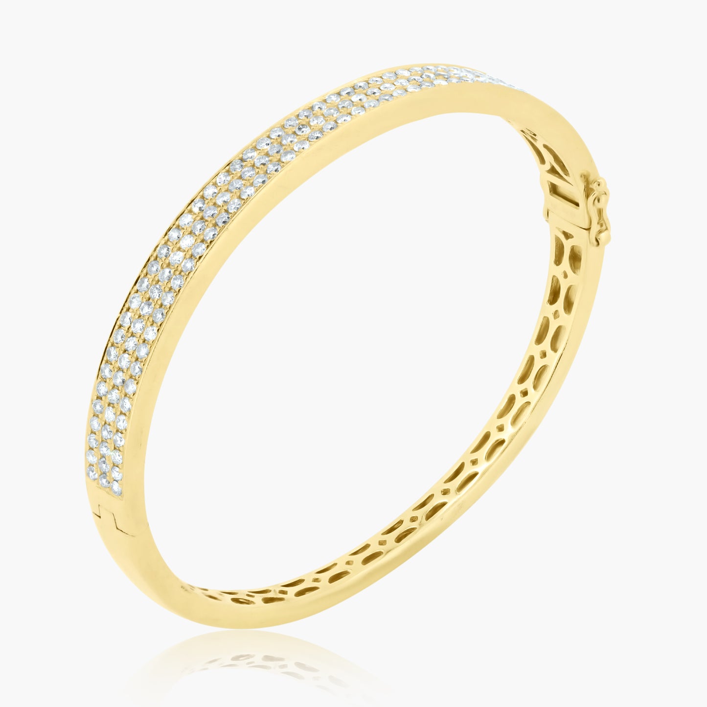 14K Yellow Gold Pave Diamond Bangle-BG1156302