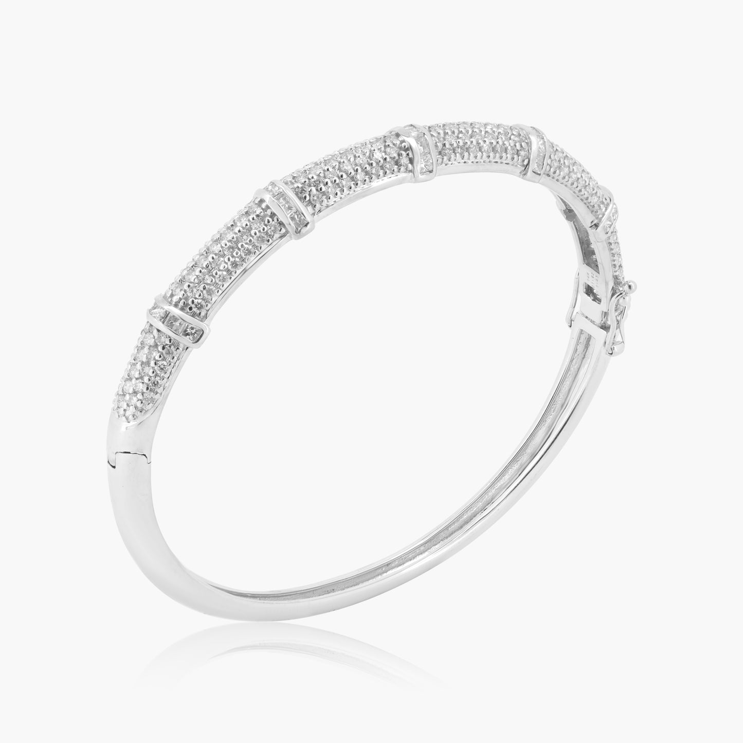 14K White Gold Pave Diamond Bangle-BG120037AW