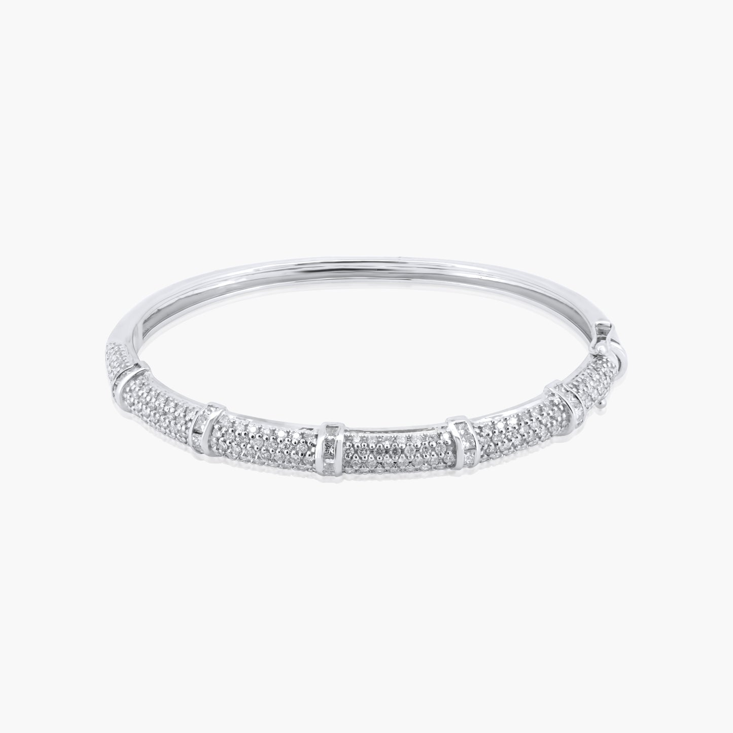 14K White Gold Pave Diamond Bangle-BG120037AW