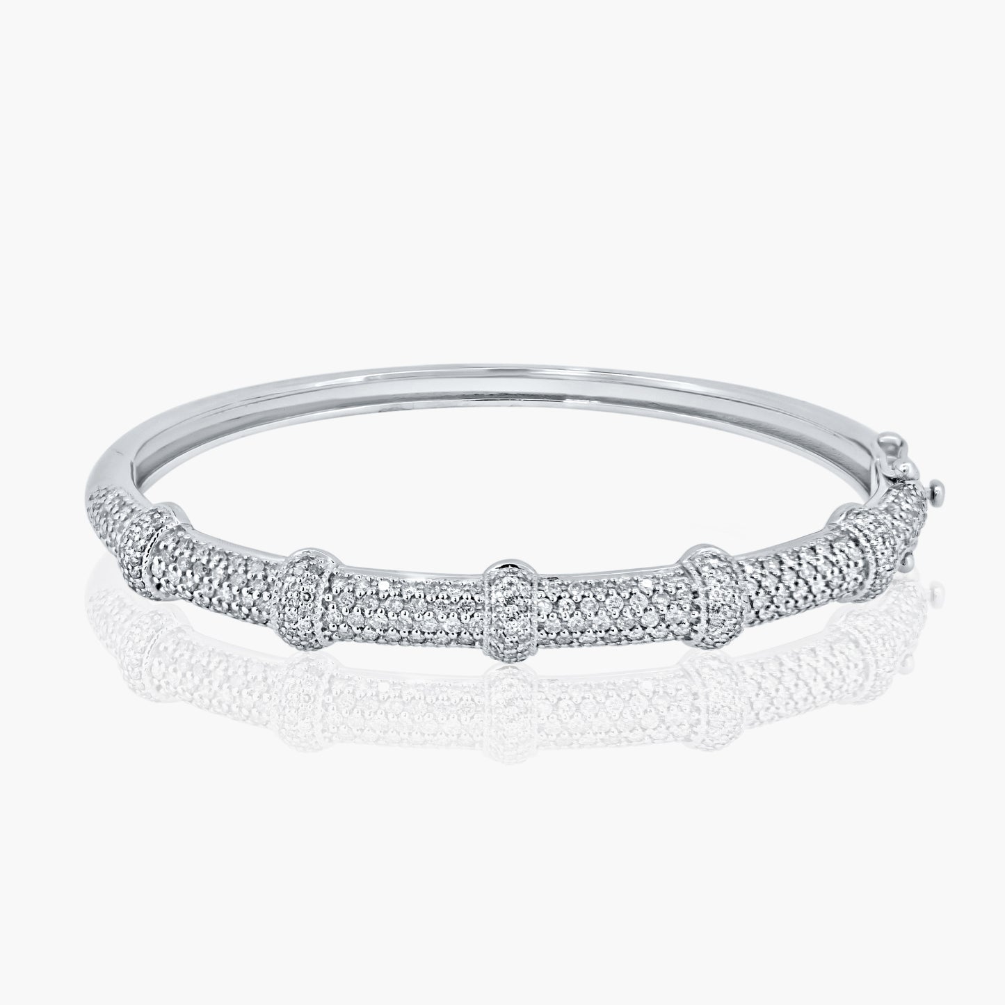 14K White Gold Pave Diamond Statement Bangle-BG120037BW