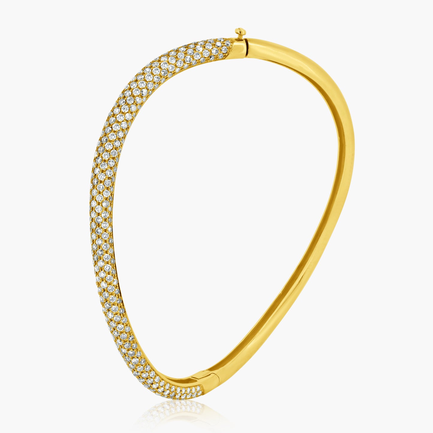 14K Yellow Gold Pave Diamond Curved Bangle - BG120285EY