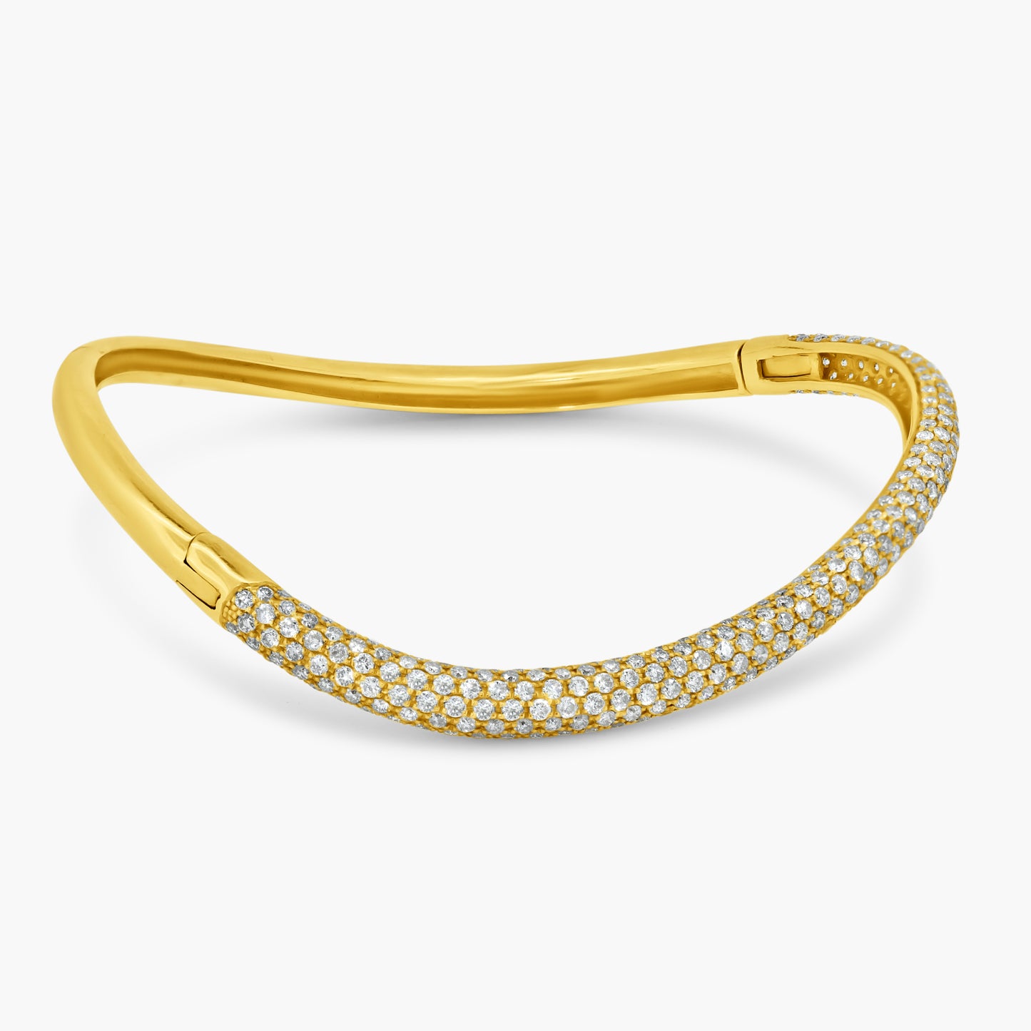 14K Yellow Gold Pave Diamond Curved Bangle - BG120285EY