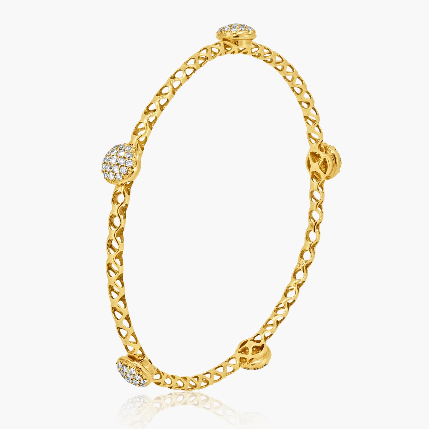 14K Yellow Gold Round Pave Diamond Bangle - BG600694L02