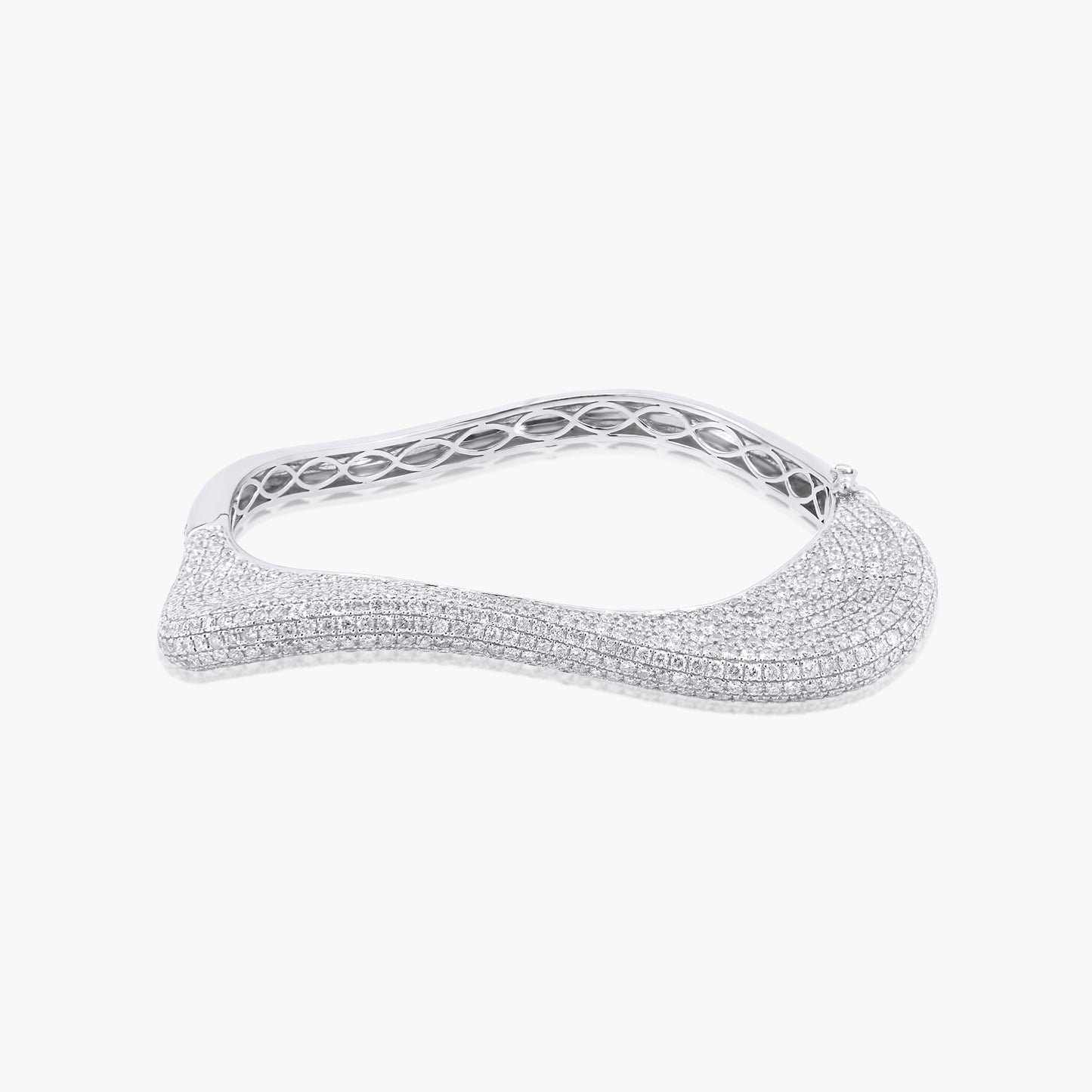 14K White Gold Pave Diamond Statement Bangle - BG601614L01-1RC