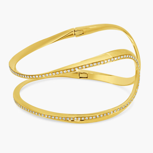 18K Yellow Gold Curved Bangle - BG601804L01