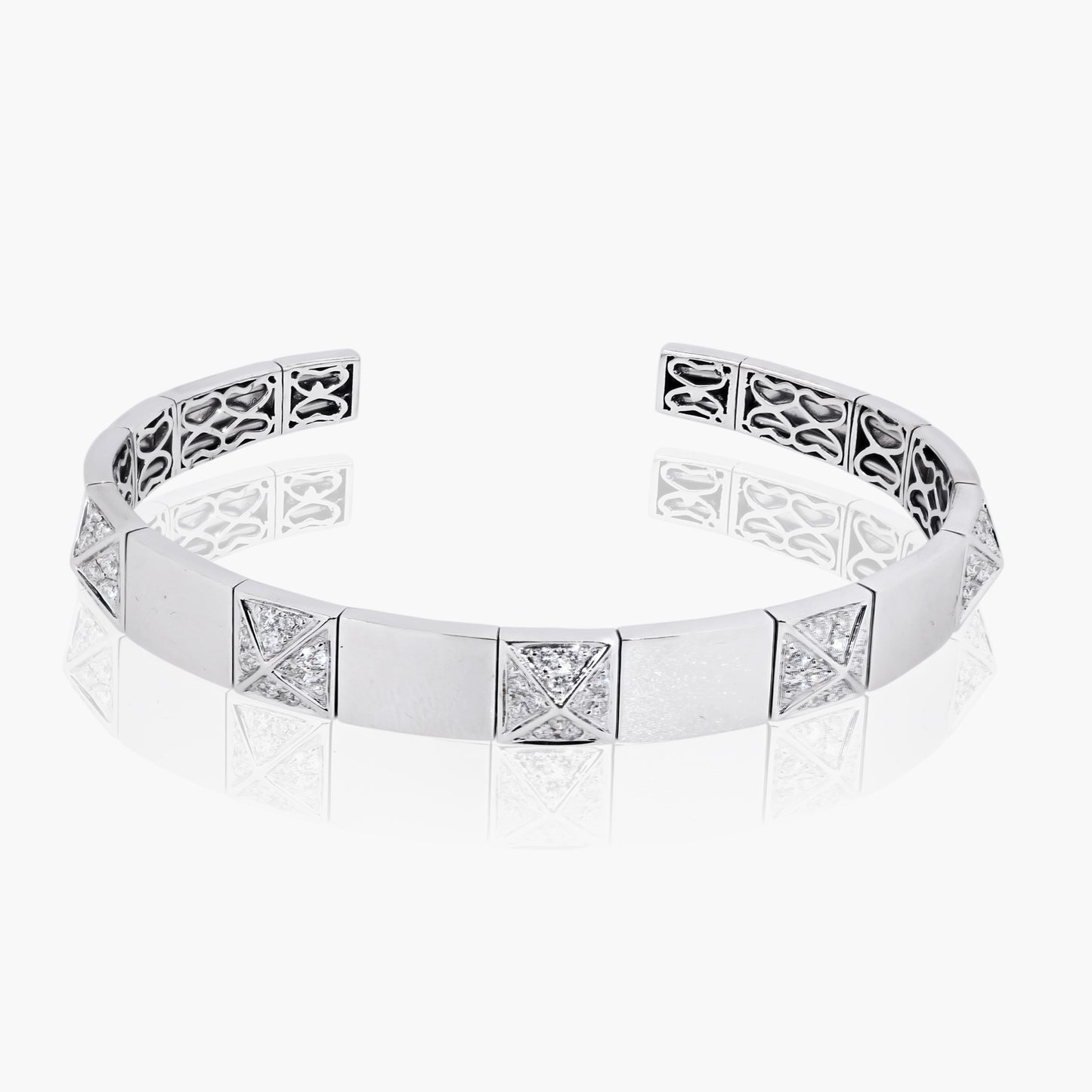 14K White Gold Statement Cuff Bangle-BG601879L08