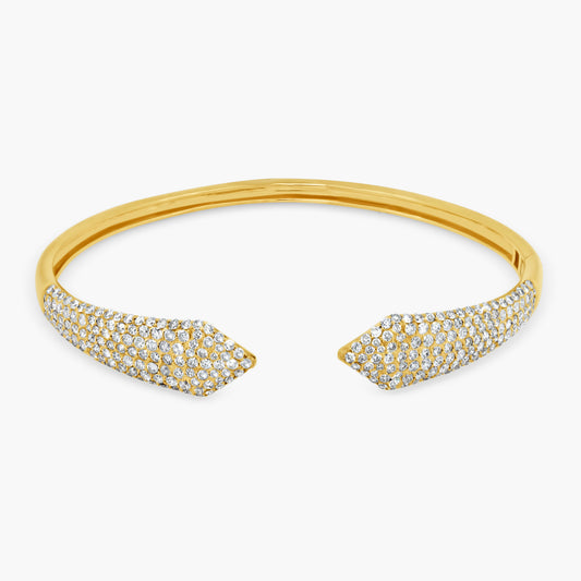 14K Yellow Gold Pave Diamond Cuff Bangle-BG604475L