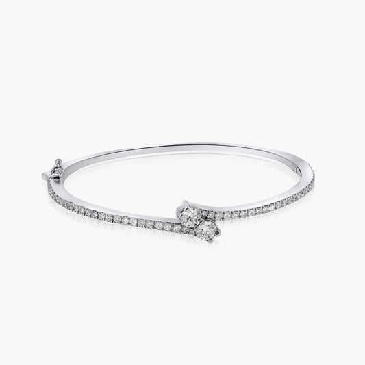 14K White Gold Statement Bangle-BG604898