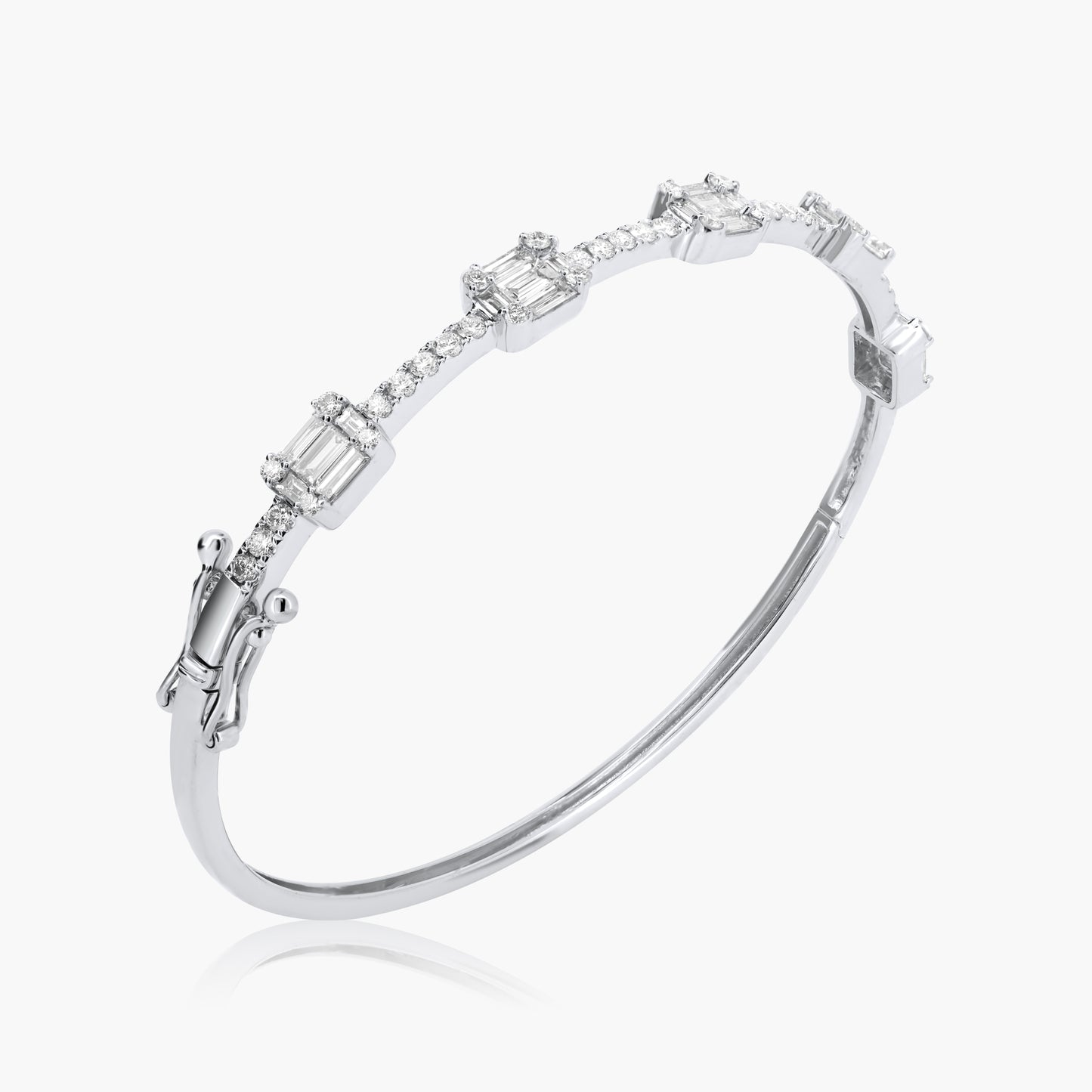 14K White Gold Baguette Bangle-BG605623