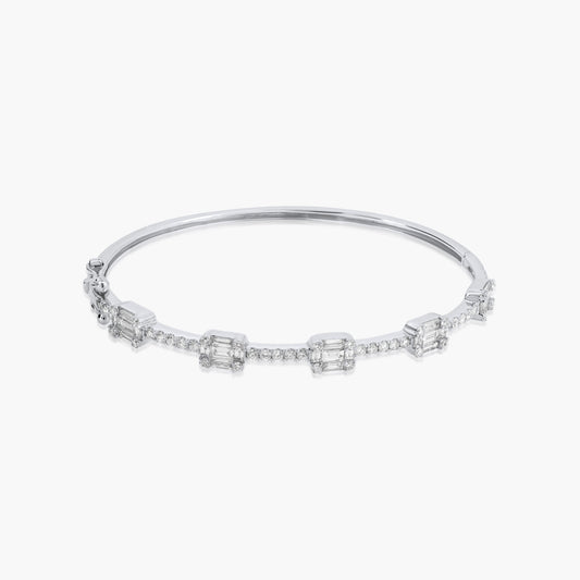 14K White Gold Baguette Bangle-BG605623