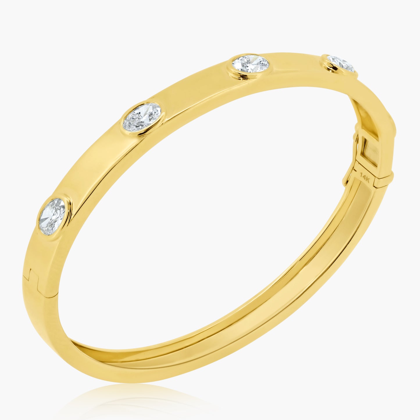 14K Yellow Gold Oval Diamond Bangle-BG605970