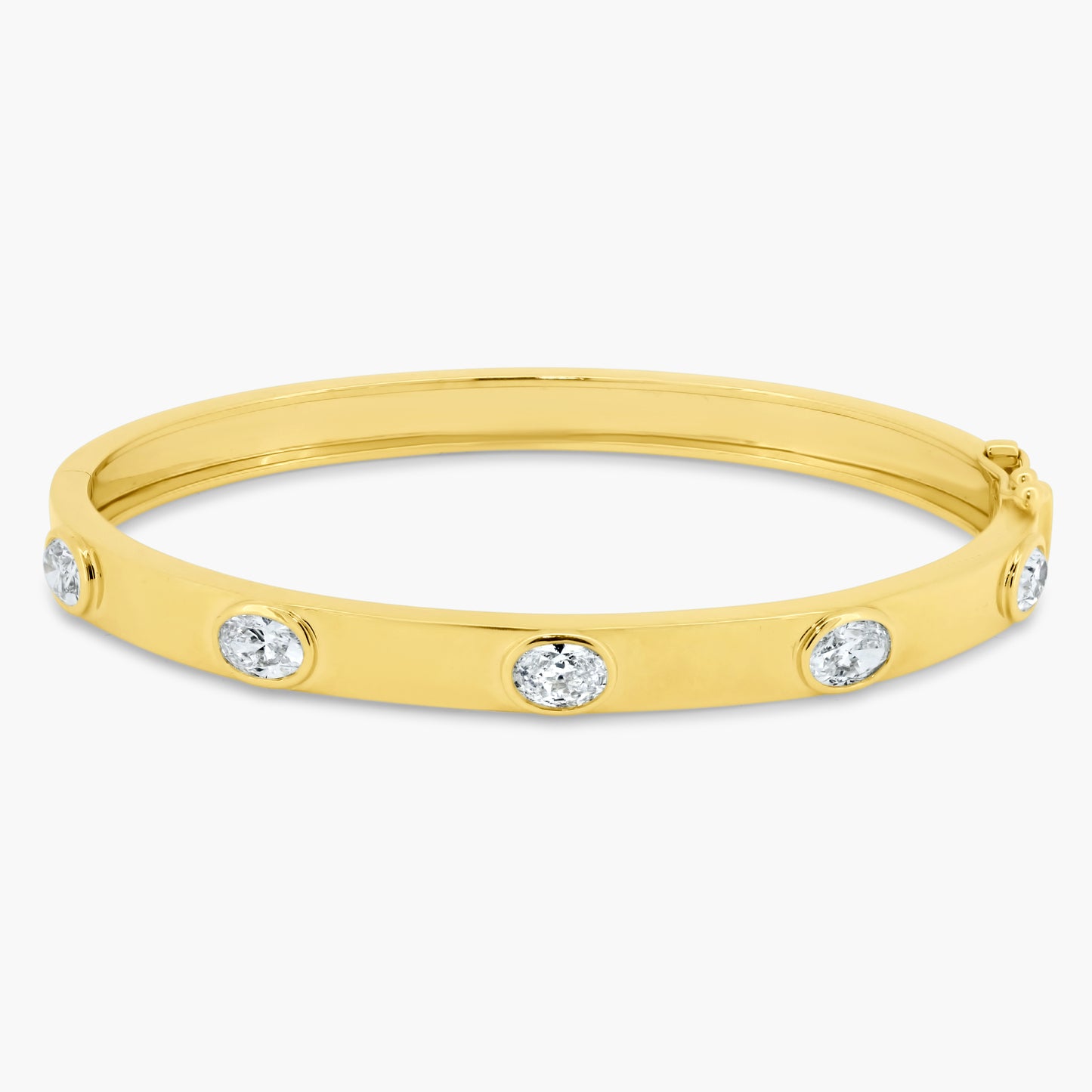 14K Yellow Gold Oval Diamond Bangle-BG605970