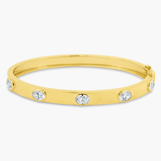 14K Yellow Gold Oval Diamond Bangle-BG605970