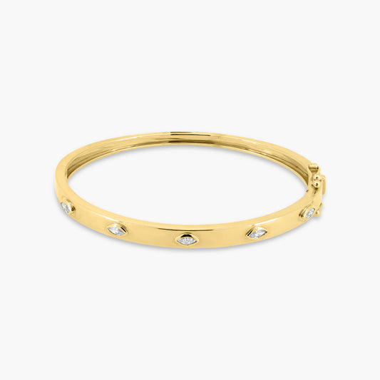 14K Yellow Gold Marquise Diamond Bangle-BG606082L05