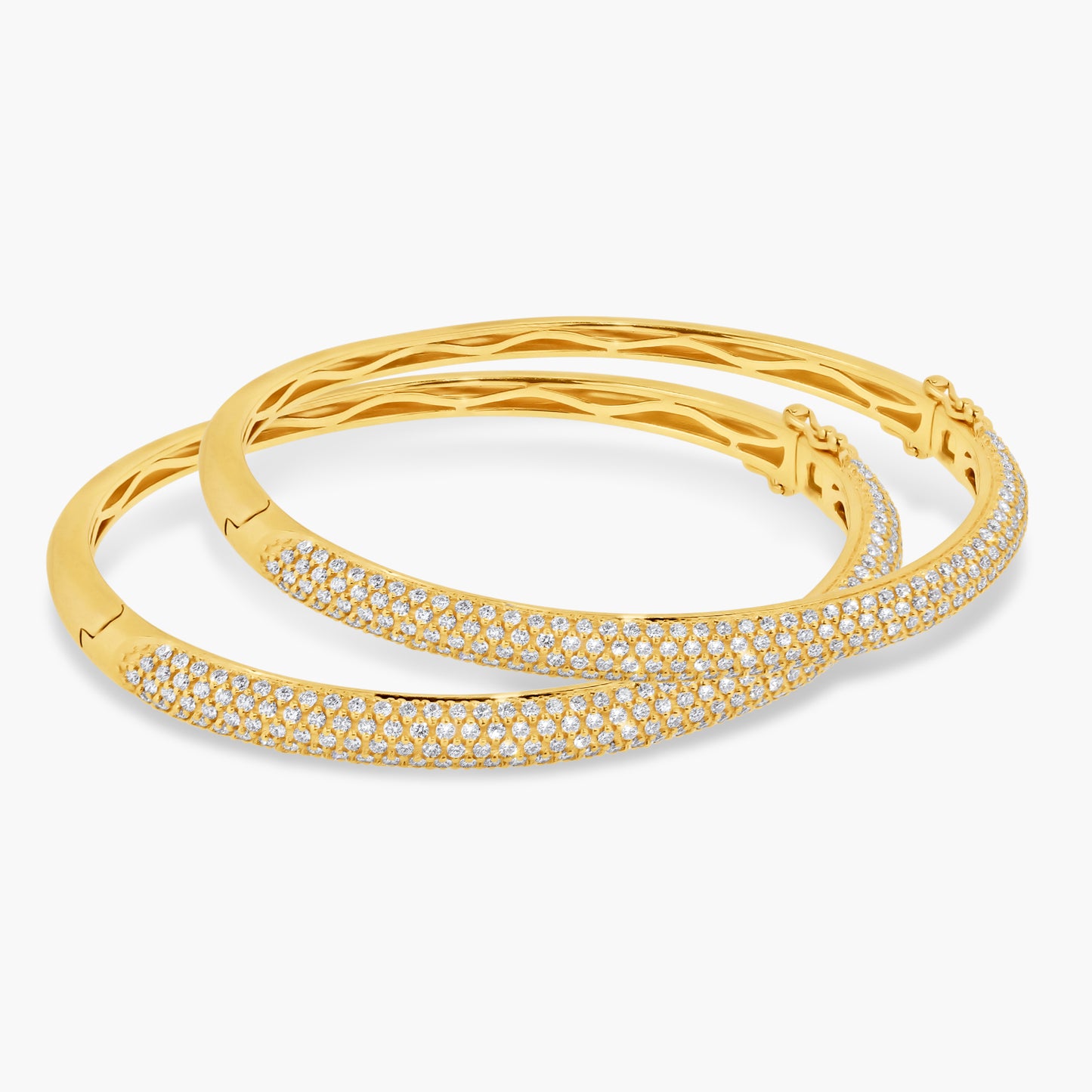 14K Yellow Gold Pave Diamond Statement Bangle-BG6158LB11