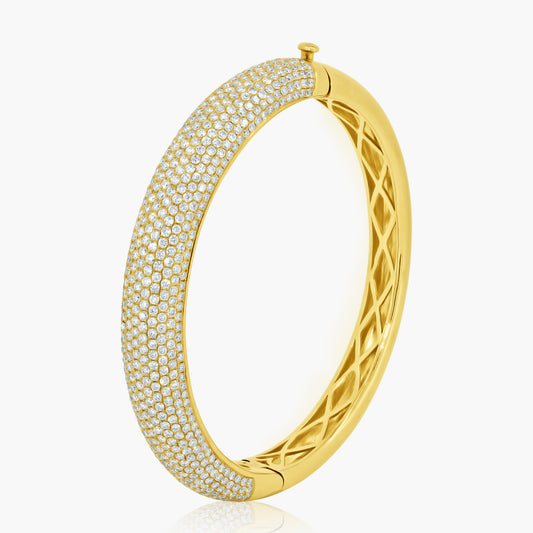 18K Yellow Gold Pave Diamond Statement Bangle-BG6158LG