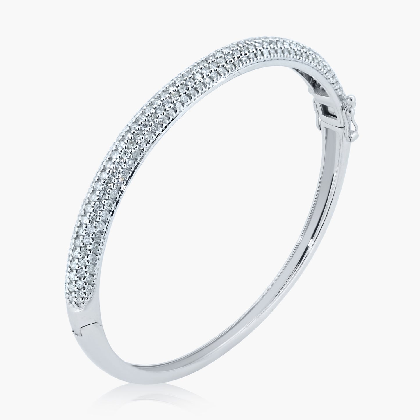 14K White Gold Pave Diamond Statement Bangle - BG6158LU