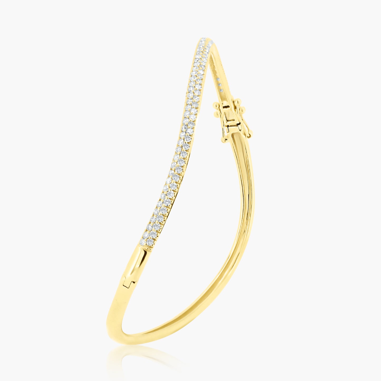 14K Yellow Gold Pave Diamond Curved Bangle - BG6158LY