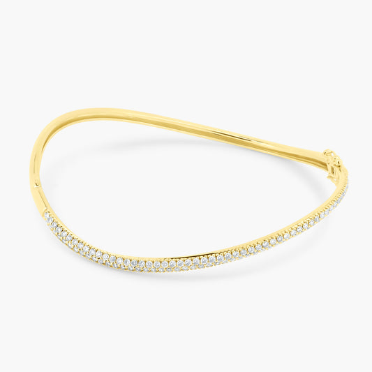 14K Yellow Gold Pave Diamond Curved Bangle - BG6158LY