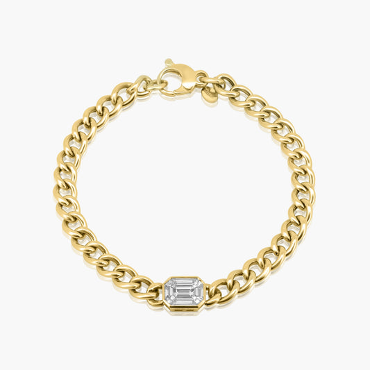 14K Yellow Gold Baguette Chain Link Bracelet - BK25424-1VV