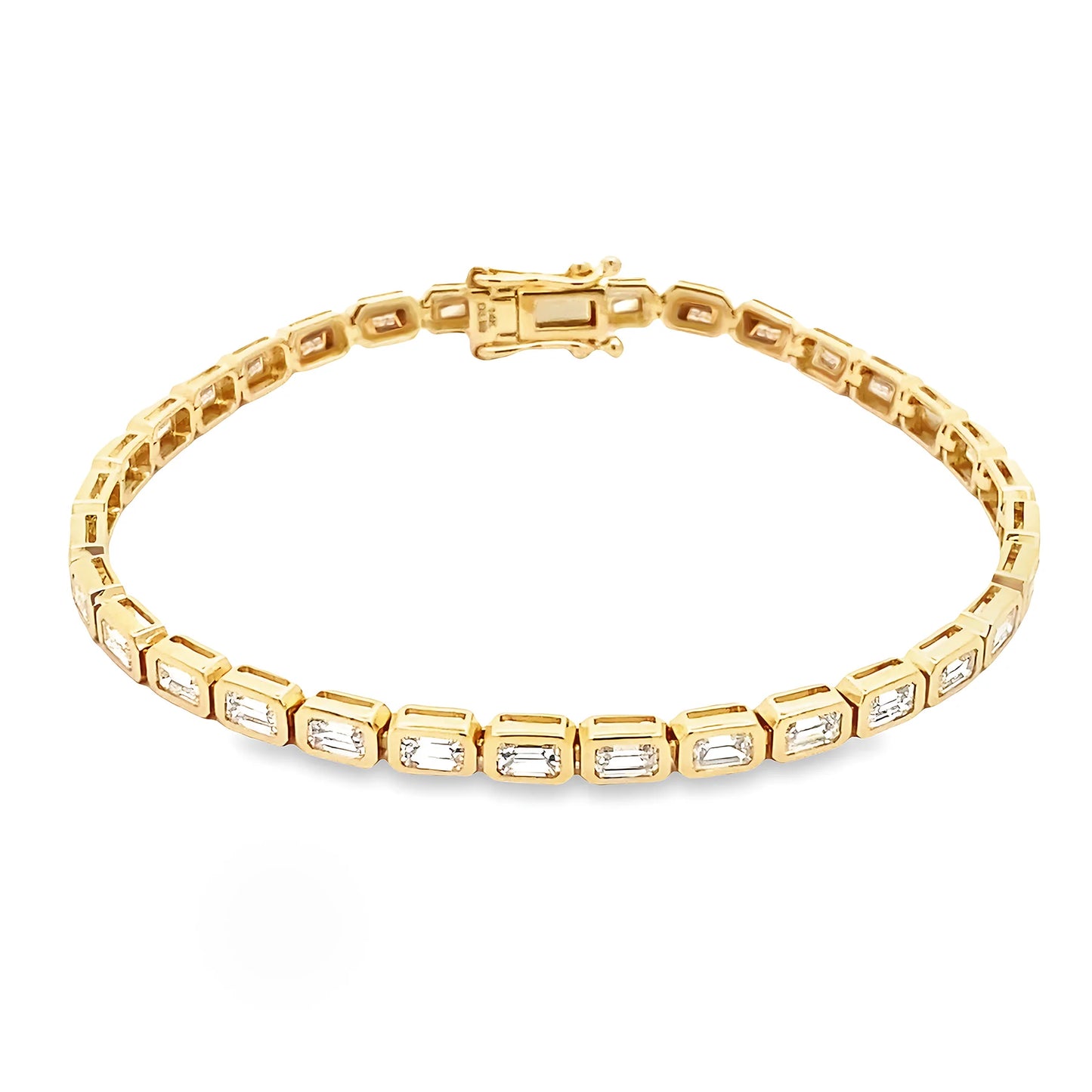 14K Yellow Gold Emerald Cut Bezel Tennis Bracelet - BR0000P