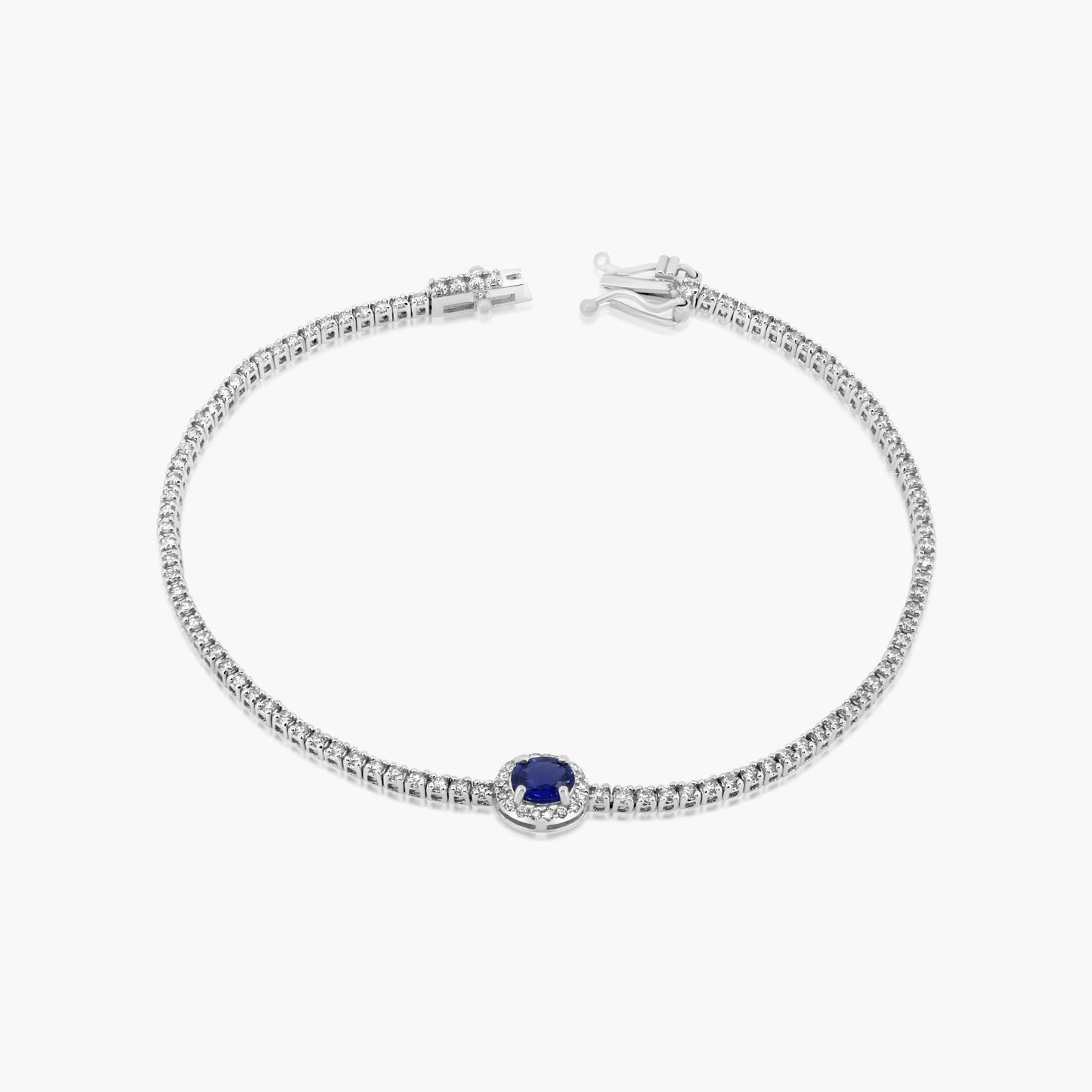 14K White Gold Colored Gemstone Tennis Bracelet-BT4-1.3B-1MC