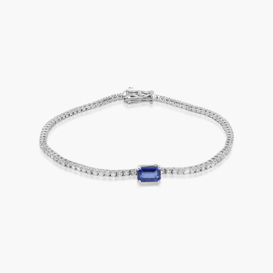 14K White Gold Sapphire Tennis Bracelet-BT4-1.3BBMC