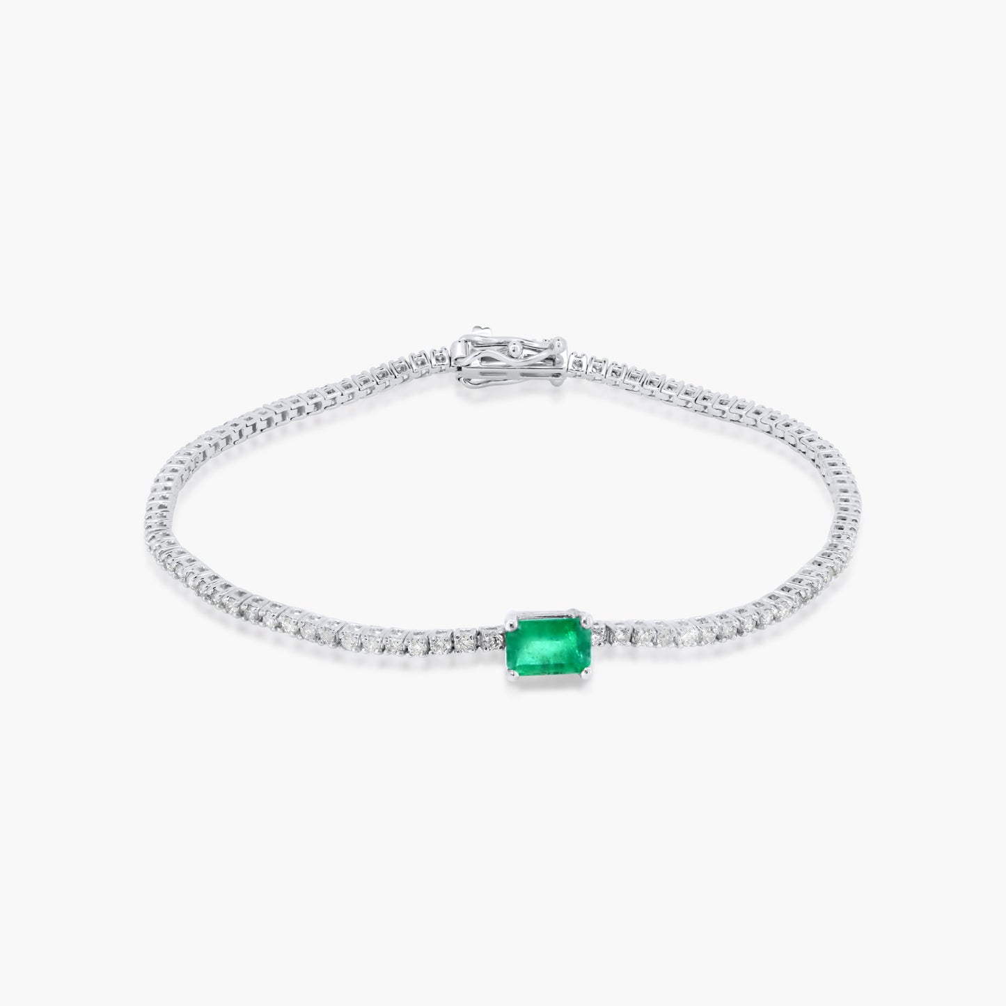 14K White Gold Emerald Tennis Bracelet-BT4-1.3BEMC