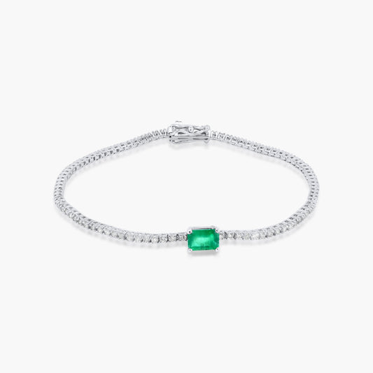 14K White Gold Emerald Tennis Bracelet-BT4-1.3BEMC