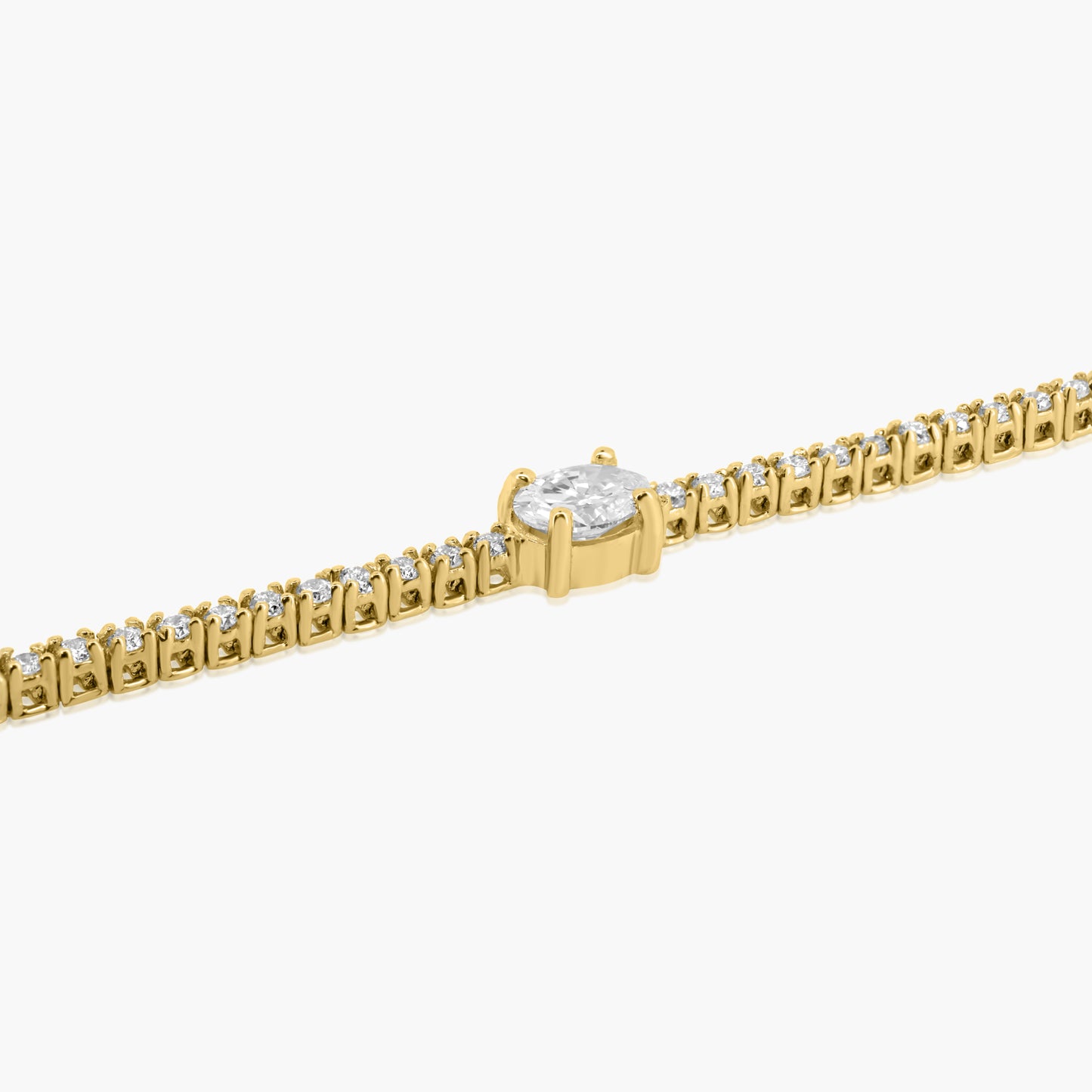 14K Yellow Gold Center Oval Diamond Tennis Bracelet-BT4-1.3BOV30SE-1