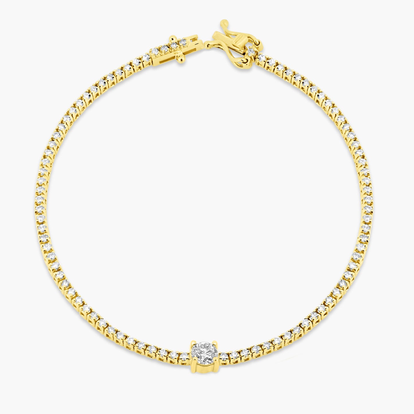 14K Yellow Gold Round Diamond Tennis Bracelet-BT4-1.3BRD30SE-1