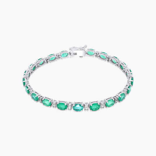 14K White Gold Colored Gemstone Tennis Bracelet-BTD021CBEMC