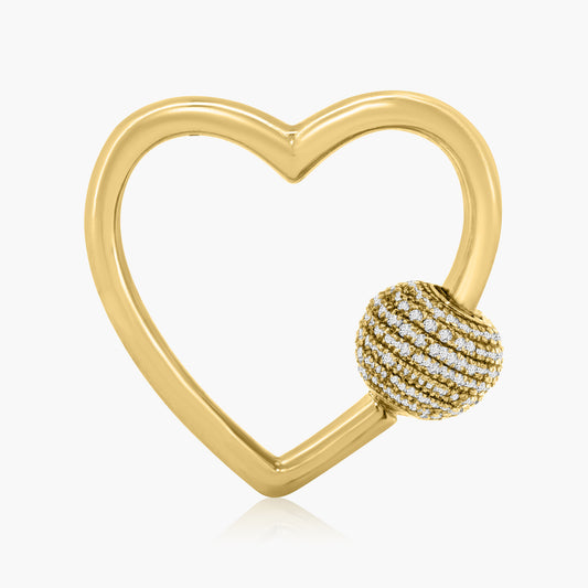 14K Yellow Gold Pave Diamond Heart Enhancer Clasp-C605736M02